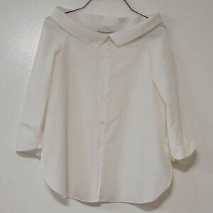 Zara White Off-Shoulder Cotton Blouse, Size S